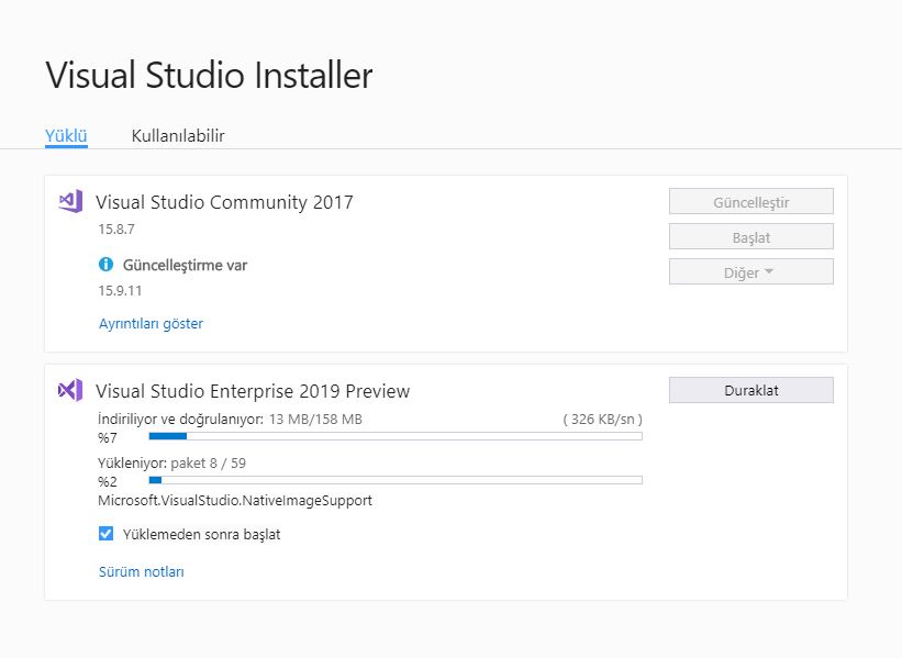 VisualStudio2019 Preview Installing